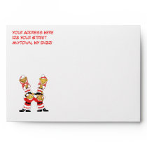 Your Name Here! Custom Letter X Teddy Bear Santas envelopes