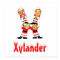 Your Name Here! Custom Letter X Teddy Bear Santas posters