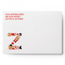 Your Name Here! Custom Letter Z Teddy Bear Santas envelopes