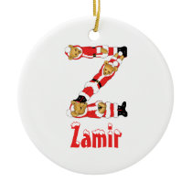 Your Name Here! Custom Letter Z Teddy Bear Santas ornaments