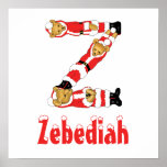 Your Name Here! Custom Letter Z Teddy Bear Santas Poster