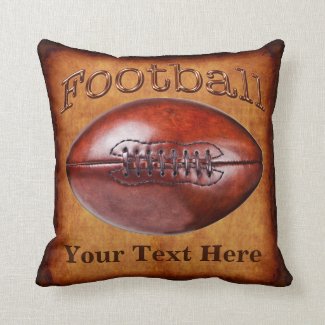 YOUR NAME, NUMBER Coolest Vintage Football Pillow