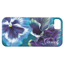 "Your name" pansy floral aqua iphone 5 case iPhone 5 Cases