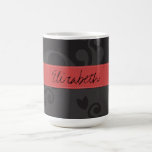 Your Name Renaissance Damask Gray, Black, Red Coffee Mugs