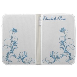 Your Name Sky Blue Metallic Look Floral Case