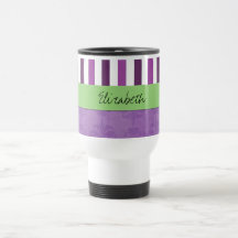 Your Name Stripes French Damask Purple Green Mug