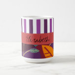 Your Name Stripes Leaves Green Purple Orange Red Coffee Mugs