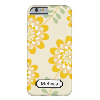 Your Name Stylish Yellow Floral Pattern | Cream Barely There iPhone 6 Case