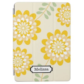 Your Name Stylish Yellow Floral Pattern | Cream iPad Air Cover