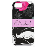 Your Name Swirls Flowers Roses Black White Pink iPhone 5 Cover