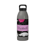 Your Name Swirls Flowers Roses Black White Pink Water Bottles