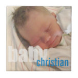 Your newborn baby boy photo keepsake blue name tiles