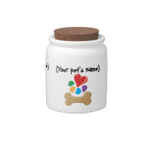 Your Pet Loves Heart-Paw Bone Personalized candy jars