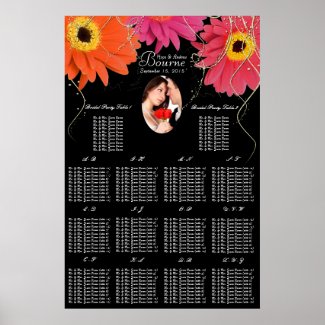 Your Photo Black & Plum Gerber Daisy Seating Chart print