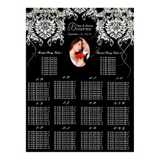 Your Photo Black & White Damask Gold Seating Chart print
