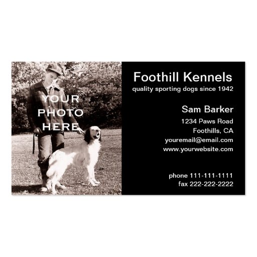 Your Photo Clean Black with White Text Business Card Template (front side)