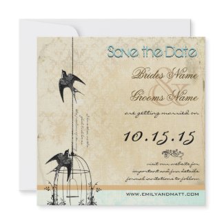 Your Photo Damask Bird Cage Wedding Save the Date invitation