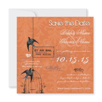Your Photo Damask Bird Cage Wedding Save the Date invitation
