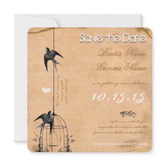 Your Photo Damask Bird Cage Wedding Save the Date invitation