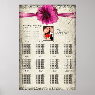 Your Photo Fuchsia Gerber Daisy Seating Chart print