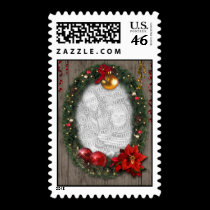 Your Photo in a Christmas Wreath stamps