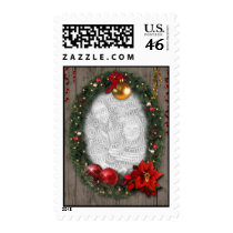 Your Photo in a Christmas Wreath Postage Stamp