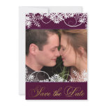 Your Photo Purple Gold Winter Snow Save the Dates Personalized Invitation