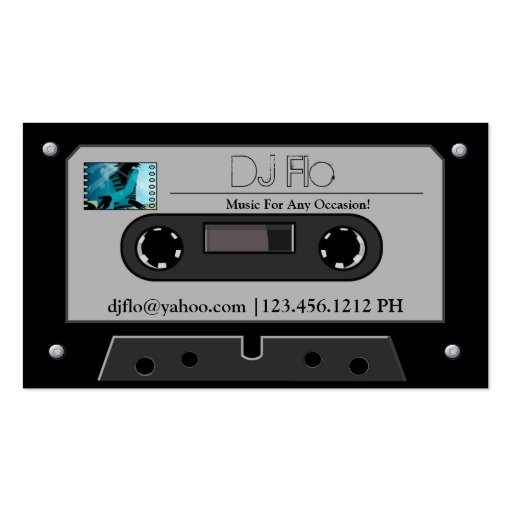 "your photo" Retro Cassette Tape DJ Business Cards (front side)