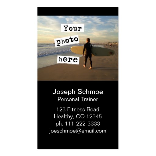 Your Photo Simple Black Business Card Template (front side)