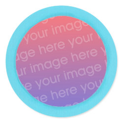 Your photo stickers, in a blue circle frame sticker