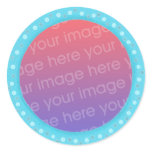 Your photo stickers, in a blue dots circle frame stickers