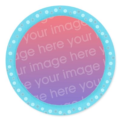 Your photo stickers, in a blue dots circle frame by Cherylsart