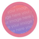 Your photo stickers, in a pink circle frame