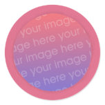 Your photo stickers, in a pink circle frame