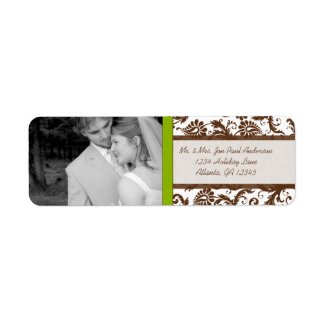 Your Photo Vintage Apple Green Brown Damask label