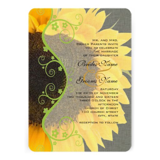 Your Photo Wedding Invitation with Sunflower