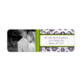Your Photo Wedding Vintage Apple Green Damask label