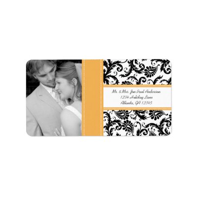 Your Photo Wedding Vintage BeesWax Damask Personalized Address Label