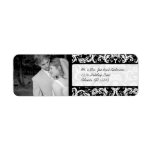 Your Photo Wedding Vintage Black Damask Return Address Label