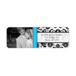 Your Photo Wedding Vintage Lite Bright Aqua Damask Return Address Labels