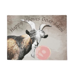 YOUR TEXT Cute Billy Goat with Bubblegum Welcome Doormat
