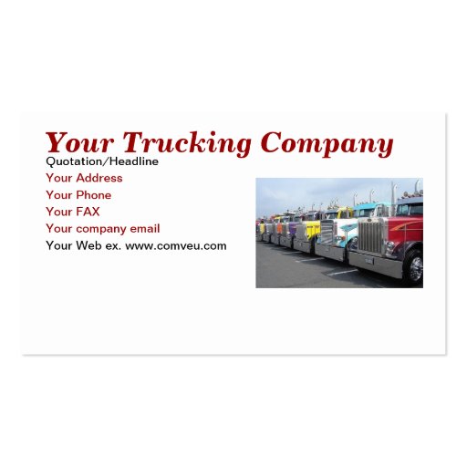 Your Trucking Company Business Card (front side)