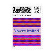 you're invited bright pink blue postage stamp