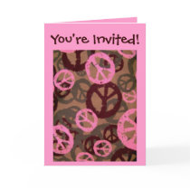 You're Invited!-Card-Peace Signs/Camo Look Design by pammys You're Invited!-Card-Peace Signs/Camo Look Design