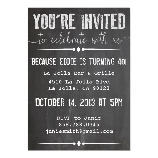 You're Invited Chalkboard Invitation (front side)