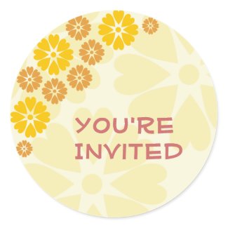 You're Invited Cream Envelope Seals Round Stickers sticker