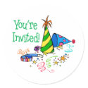 You're Invited! (Green Party Hats) stickers