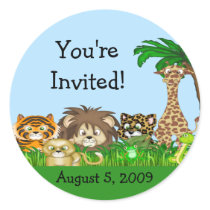 You're Invited! Jungel Baby Shower stickers