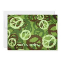 You're Invited!-Multi Dark Peace Signs Invite invitations