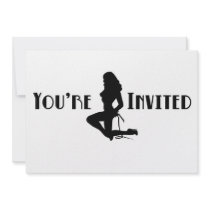 'You're Invited' Pin Up Girl Silhouette Invitation